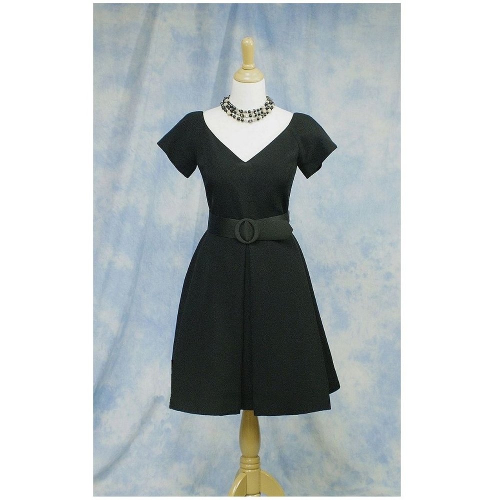Vintage 80s Arnold Scaasi LBD Black Cocktail Party or Dinner Dress; 8 Medium